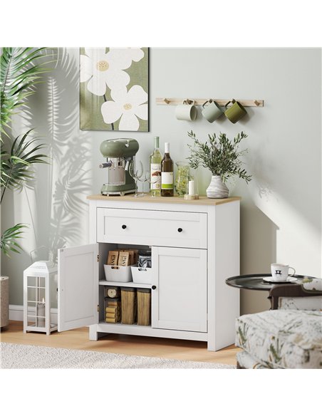 HOMCOM Sideboard Storage Cabinet, Morden Kitchen Cupboard with Adjustable Shelf, Drawer and Double Doors, Sideboard for Living R - pic 210754 | FastDaddyshop