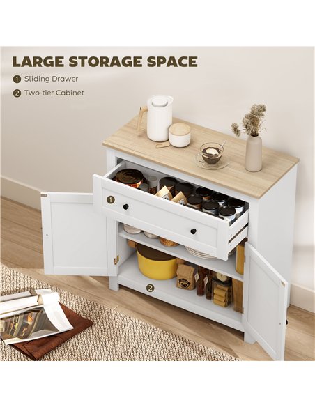 HOMCOM Sideboard Storage Cabinet, Morden Kitchen Cupboard with Adjustable Shelf, Drawer and Double Doors, Sideboard for Living R - pic 210756 | FastDaddyshop