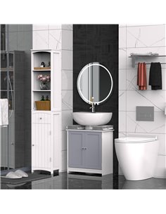 Kleankin Bathroom Vanity Unit Under Sink with Adjustable Shelf, White & Grey 2