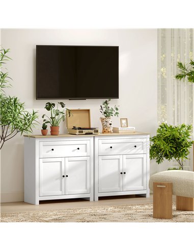 HOMCOM Sideboard Storage Cabinet, Morden Kitchen Cupboard with Adjustable Shelf, Drawer and Double Doors, Sideboard for Living R