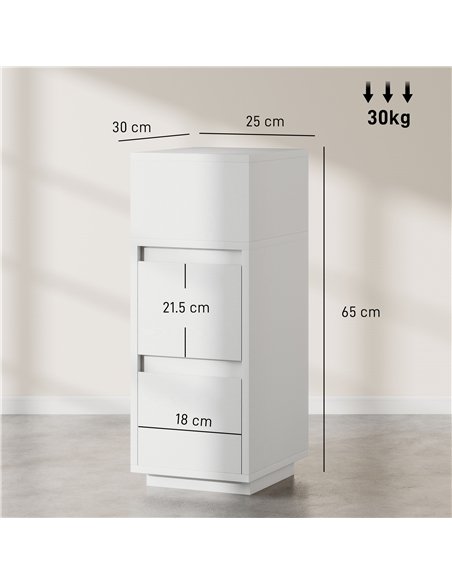HOMCOM Slim Bedside Table, Narrow Bedside Cabinet with Open Shelf and 2 Drawers for Bedroom, Living Room, White - pic 210782 | FastDaddyshop