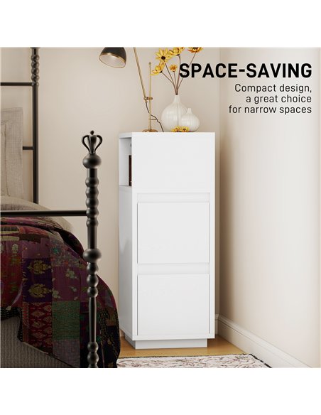 HOMCOM Slim Bedside Table, Narrow Bedside Cabinet with Open Shelf and 2 Drawers for Bedroom, Living Room, White - pic 210784 | FastDaddyshop