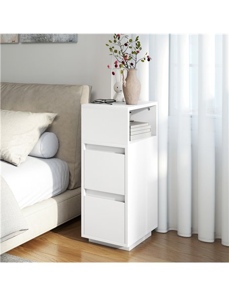 HOMCOM Slim Bedside Table, Narrow Bedside Cabinet with Open Shelf and 2 Drawers for Bedroom, Living Room, White - pic 210787 | FastDaddyshop