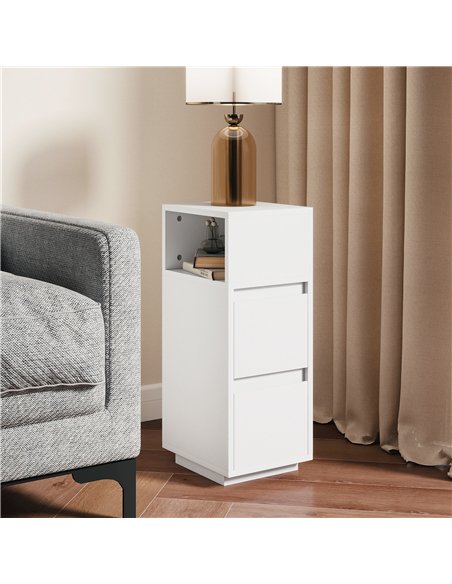 HOMCOM Slim Bedside Table, Narrow Bedside Cabinet with Open Shelf and 2 Drawers for Bedroom, Living Room, White - pic 210788 | FastDaddyshop