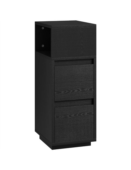 HOMCOM Slim Bedside Table, Narrow Bedside Cabinet with Open Shelf and 2 Drawers for Bedroom, Living Room, Black - pic 210798 | FastDaddyshop