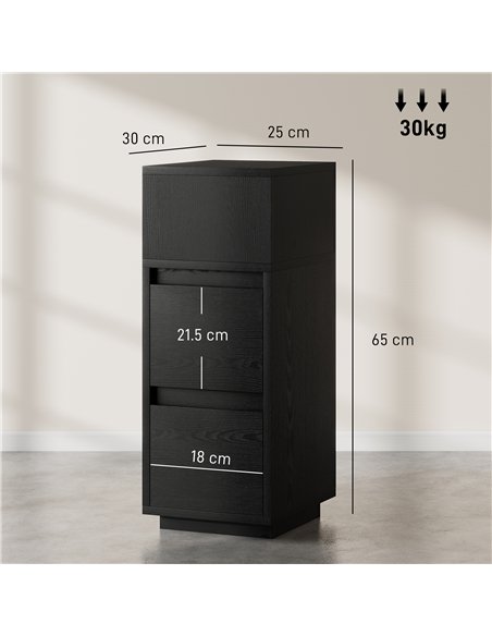 HOMCOM Slim Bedside Table, Narrow Bedside Cabinet with Open Shelf and 2 Drawers for Bedroom, Living Room, Black - pic 210800 | FastDaddyshop