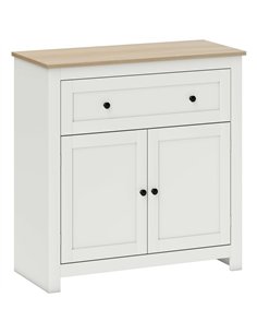 HOMCOM Sideboard Storage Cabinet, Modern Kitchen Cupboard with Adjustable Shelf, Drawer and Double Doors, Cream White