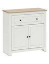 HOMCOM Sideboard Storage Cabinet, Modern Kitchen Cupboard with Adjustable Shelf, Drawer and Double Doors, Cream White