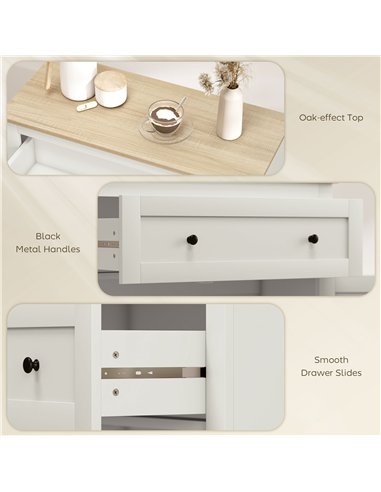 HOMCOM Sideboard Storage Cabinet, Modern Kitchen Cupboard with Adjustable Shelf, Drawer and Double Doors, Cream White