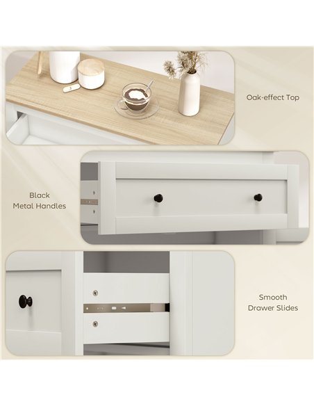 HOMCOM Sideboard Storage Cabinet, Modern Kitchen Cupboard with Adjustable Shelf, Drawer and Double Doors, Cream White - pic 210813 | FastDaddyshop