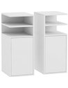 HOMCOM Slim Bedside Table Set of 2, Narrow Bedside Cabinet with Open Cubbies and Cupboard for Bedroom Living Room, White