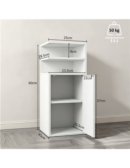 HOMCOM Slim Bedside Table Set of 2, Narrow Bedside Cabinet with Open Cubbies and Cupboard for Bedroom Living Room, White - pic 210818 | FastDaddyshop