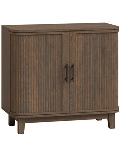 HOMCOM Sideboard Buffet Cabinet, Storage Cabinet with 2 Curved Doors, Adjustable Shelf and Legs for Dining Room, Dark Walnut