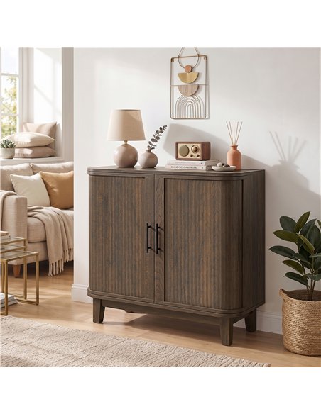HOMCOM Sideboard Buffet Cabinet, Storage Cabinet with 2 Curved Doors, Adjustable Shelf and Legs for Dining Room, Dark Walnut - pic 210835 | FastDaddyshop