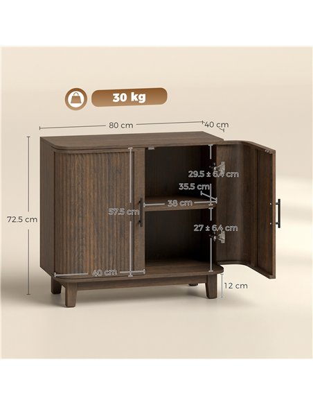 HOMCOM Sideboard Buffet Cabinet, Storage Cabinet with 2 Curved Doors, Adjustable Shelf and Legs for Dining Room, Dark Walnut - pic 210836 | FastDaddyshop