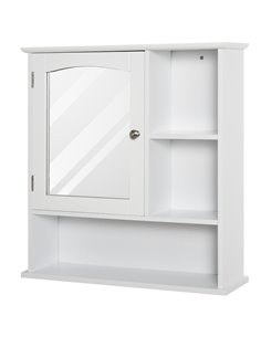 Kleankin Bathroom Wall Mount Cabinet with Mirror, Adjustable Shelf, White