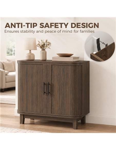 HOMCOM Sideboard Buffet Cabinet, Storage Cabinet with 2 Curved Doors, Adjustable Shelf and Legs for Dining Room, Dark Walnut - pic 210840 | FastDaddyshop