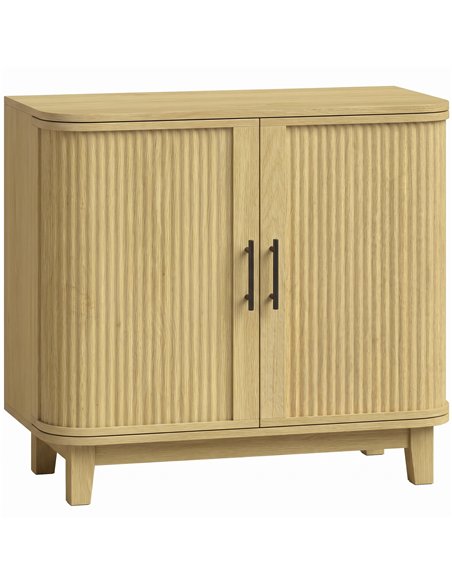 HOMCOM 80cm Sideboard Buffet Cabinet, Storage Cabinet with 2 Curved Doors, Adjustable Shelf and Legs for Dining Room, Oak - pic 210843 | FastDaddyshop