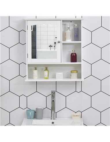 Kleankin Bathroom Wall Mount Cabinet with Mirror, Adjustable Shelf, White