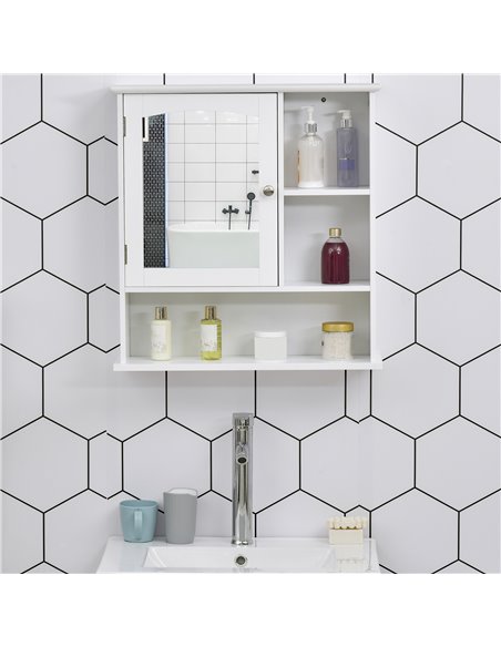 Kleankin Bathroom Wall Mount Cabinet with Mirror, Adjustable Shelf, White - pic 21085 | FastDaddyshop