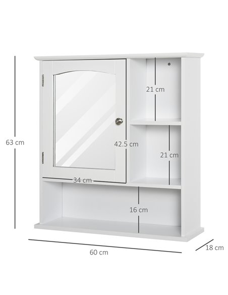 Kleankin Bathroom Wall Mount Cabinet with Mirror, Adjustable Shelf, White - pic 21086 | FastDaddyshop