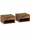 HOMCOM Set of Two Floating Bedside Tables - Rustic Brown