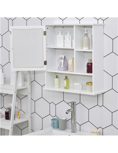 Kleankin Bathroom Wall Mount Cabinet with Mirror, Adjustable Shelf, White