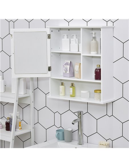 Kleankin Bathroom Wall Mount Cabinet with Mirror, Adjustable Shelf, White - pic 21087 | FastDaddyshop