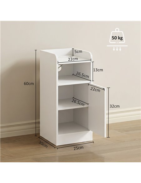 HOMCOM Slim Bedside Table Set of 2 with Charging Station, Narrow Bedside Cabinet with Adjustable Shelf, White - pic 210890 | FastDaddyshop