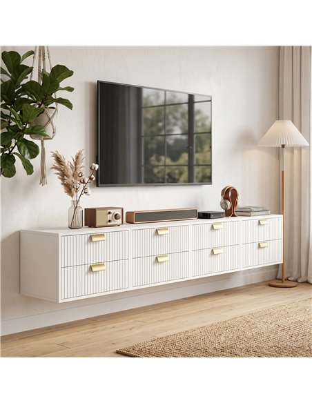 HOMCOM Modern Floating Nightstands Set of 2, Wall Mounted Bedside Tables with 2 Drawers, White - pic 210913 | FastDaddyshop