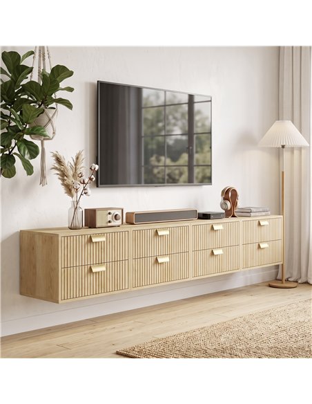 HOMCOM Modern Floating Nightstands Set of 2, Wall Mounted Bedside Tables with 2 Drawers, Oak - pic 210931 | FastDaddyshop