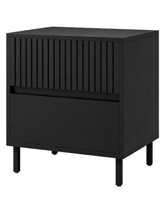 HOMCOM Bedside Cabinet, Bedside Table with 2 Drawers, Storage and Steel Legs for Bedroom, Living Room, Black