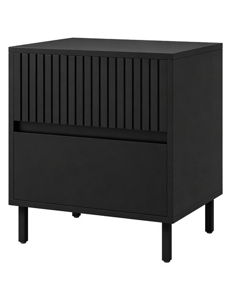 HOMCOM Bedside Cabinet, Bedside Table with 2 Drawers, Storage and Steel Legs for Bedroom, Living Room, Black - pic 210933 | FastDaddyshop