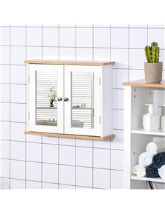 Kleankin Bathroom Wall Mounted Mirror Cabinet with Double Door and Adjustable Shelf, White 2