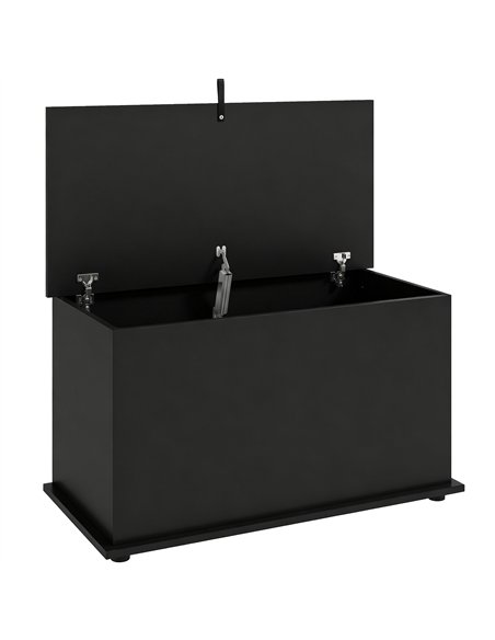 HOMCOM Storage Chest, 102L Blanket Box, Shoe Bench with Safety Hinged Lid, Bed End Bench for Bedroom, 80 x 40 x 45cm, Black - pic 210942 | FastDaddyshop