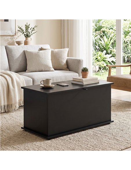 HOMCOM Storage Chest, 102L Blanket Box, Shoe Bench with Safety Hinged Lid, Bed End Bench for Bedroom, 80 x 40 x 45cm, Black - pic 210948 | FastDaddyshop
