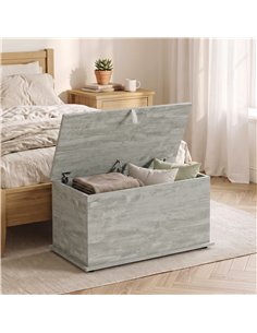 HOMCOM Storage Chest, 102L Blanket Box, Shoe Bench with Safety Hinged Lid, Bed End Bench for Bedroom, 80 x 40 x 45cm, Grey 2