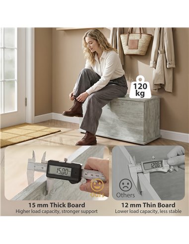 HOMCOM Storage Chest, 102L Blanket Box, Shoe Bench with Safety Hinged Lid, Bed End Bench for Bedroom, 80 x 40 x 45cm, Grey
