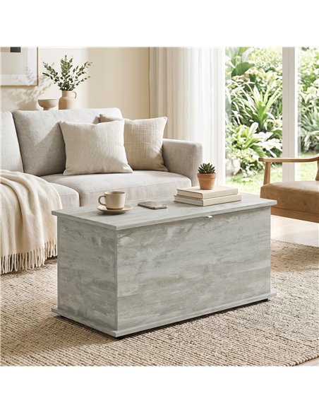 HOMCOM Storage Chest, 102L Blanket Box, Shoe Bench with Safety Hinged Lid, Bed End Bench for Bedroom, 80 x 40 x 45cm, Grey - pic 210957 | FastDaddyshop