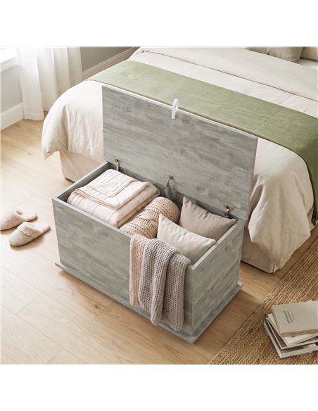 HOMCOM Storage Chest, 102L Blanket Box, Shoe Bench with Safety Hinged Lid, Bed End Bench for Bedroom, 80 x 40 x 45cm, Grey - pic 210958 | FastDaddyshop