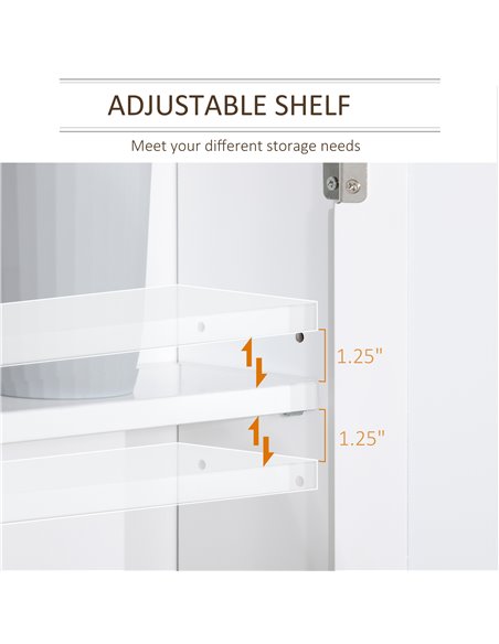 Kleankin Bathroom Wall Mounted Mirror Cabinet with Double Door and Adjustable Shelf, White - pic 21096 | FastDaddyshop