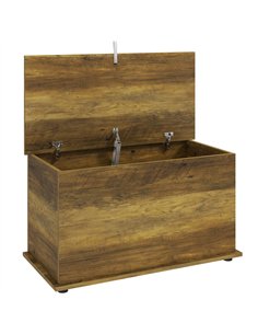 HOMCOM Storage Chest, 102L Blanket Box, Shoe Bench Safety Hinged Lid, Bed End Bench for Bedroom, 80 x 40 x 45cm, Brown