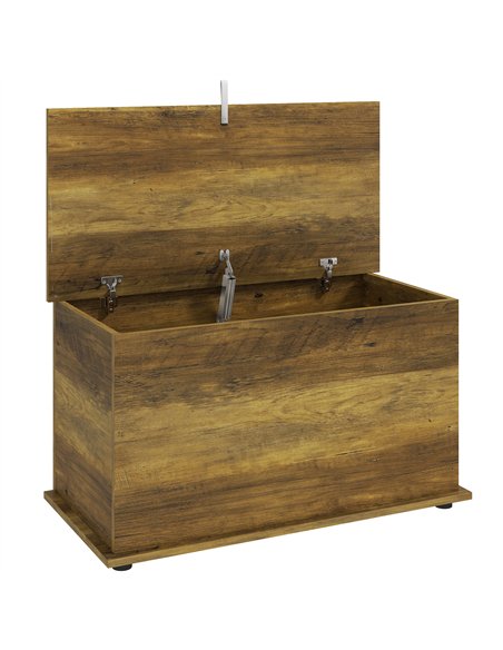 HOMCOM Storage Chest, 102L Blanket Box, Shoe Bench Safety Hinged Lid, Bed End Bench for Bedroom, 80 x 40 x 45cm, Brown - pic 210960 | FastDaddyshop