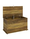 HOMCOM Storage Chest, 102L Blanket Box, Shoe Bench Safety Hinged Lid, Bed End Bench for Bedroom, 80 x 40 x 45cm, Brown