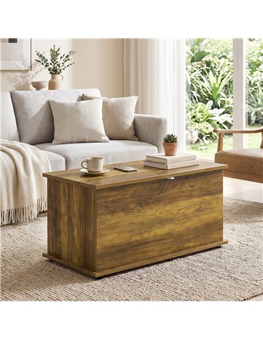 HOMCOM Storage Chest, 102L Blanket Box, Shoe Bench Safety Hinged Lid, Bed End Bench for Bedroom, 80 x 40 x 45cm, Brown