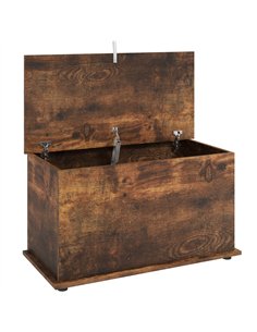 HOMCOM Storage Chest, 102L Blanket Box, Shoe Bench Safety Hinged Lid, Bed End Bench for Bedroom, 80 x 40 x 45cm, Rustic Brown