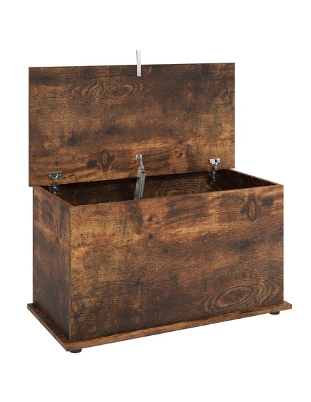 HOMCOM Storage Chest, 102L Blanket Box, Shoe Bench Safety Hinged Lid, Bed End Bench for Bedroom, 80 x 40 x 45cm, Rustic Brown - pic 210969 | FastDaddyshop
