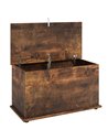 HOMCOM Storage Chest, 102L Blanket Box, Shoe Bench Safety Hinged Lid, Bed End Bench for Bedroom, 80 x 40 x 45cm, Rustic Brown