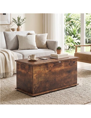 HOMCOM Storage Chest, 102L Blanket Box, Shoe Bench Safety Hinged Lid, Bed End Bench for Bedroom, 80 x 40 x 45cm, Rustic Brown