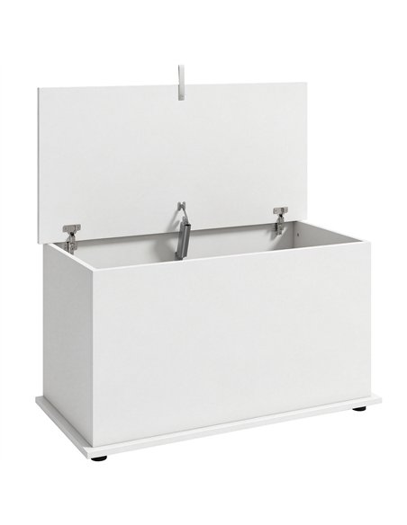 HOMCOM Storage Chest, 102L Blanket Box, Shoe Bench with Safety Hinged Lid, Bed End Bench for Bedroom, 80 x 40 x 45cm, White - pic 210978 | FastDaddyshop